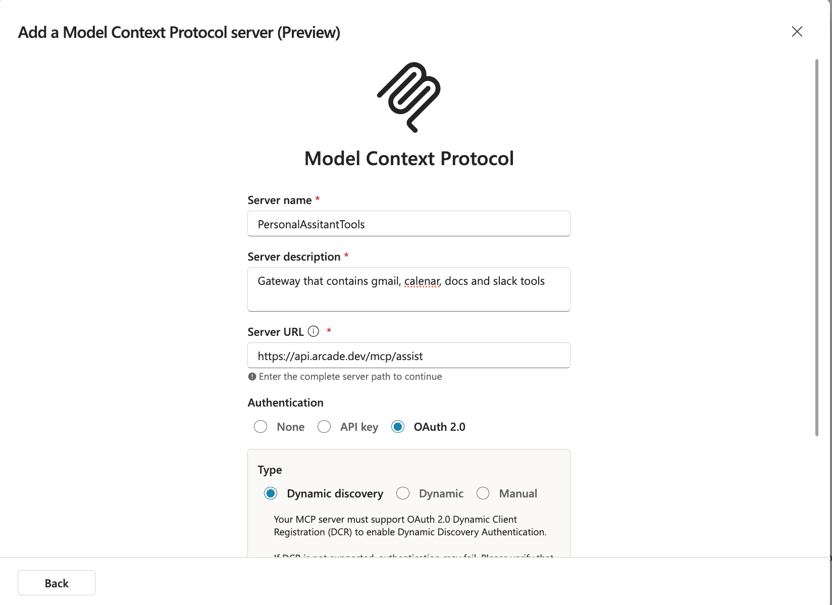 Step 2: Configure MCP Gateway with OAuth 2.0 and Dynamic Discovery